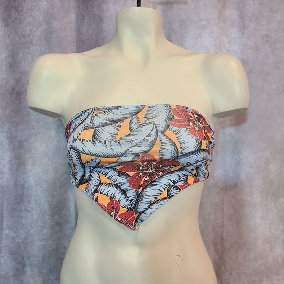 Top Shop Floral Print Bandeau Hankerchief Top - Picture 2 of 5